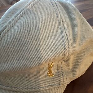 Saint Laurent Light Gray Hat with Gold Logo